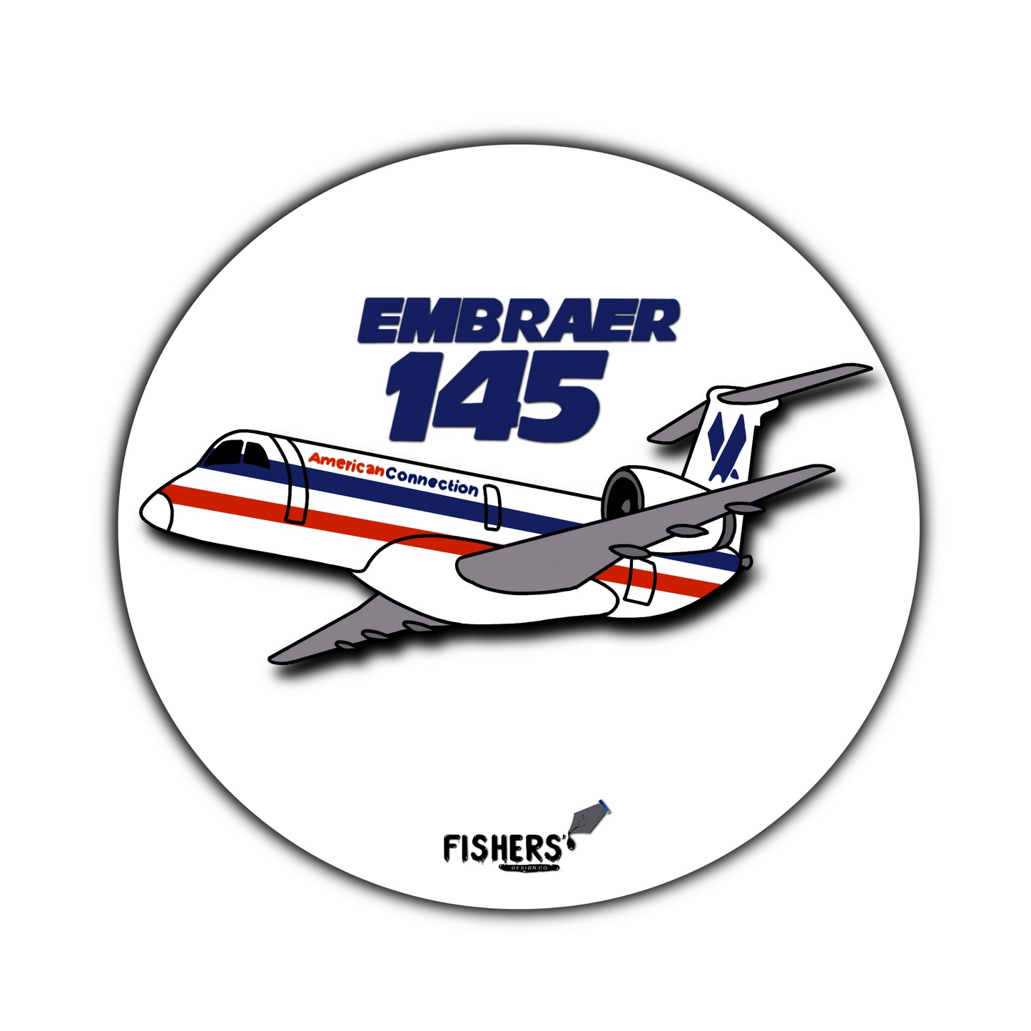 American Connection ERJ-145 3" Circular Cartoon Airline Stickers!