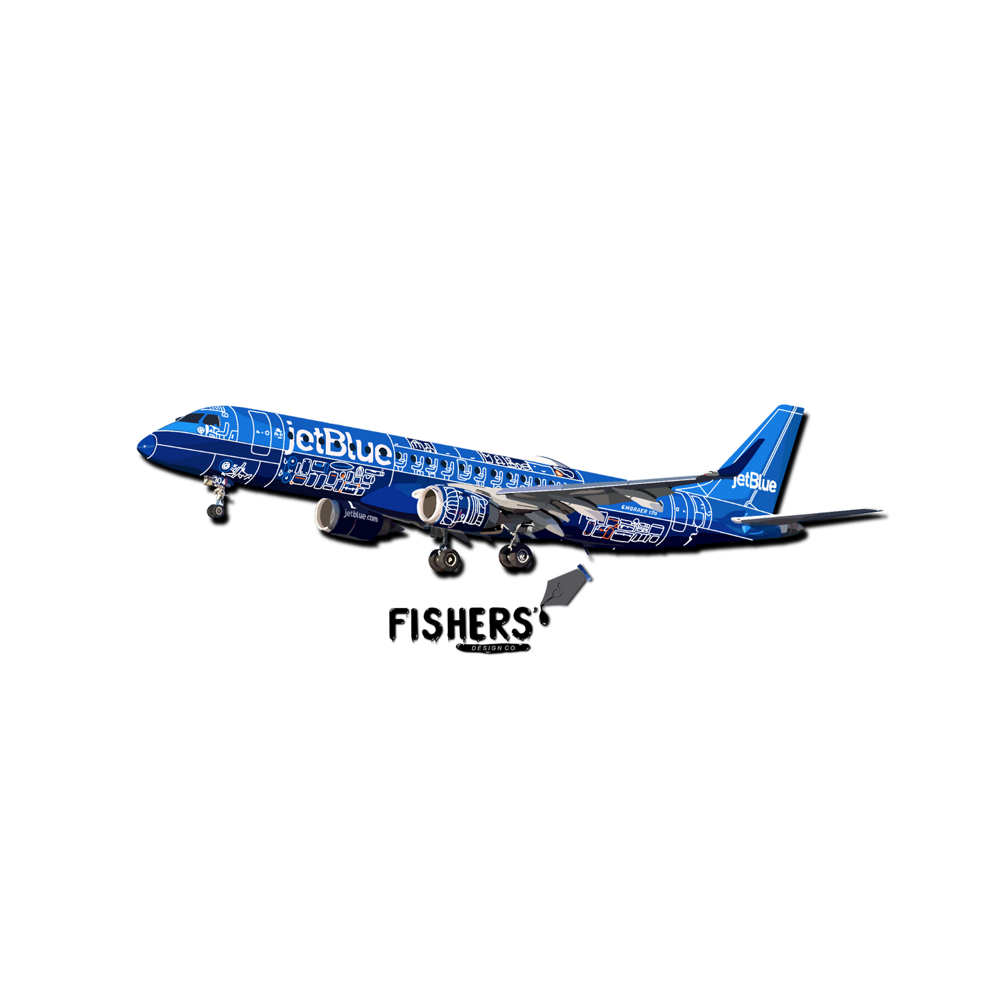 JetBlue Airways Embraer E190 "Blueprint" Sticker
