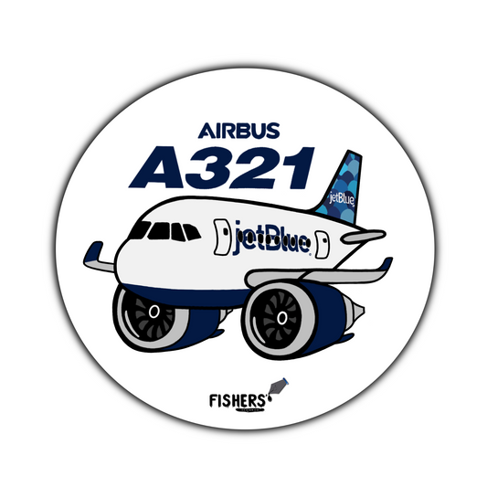 JetBlue Airways A-321 3" Circular Cartoon Airline Sticker!