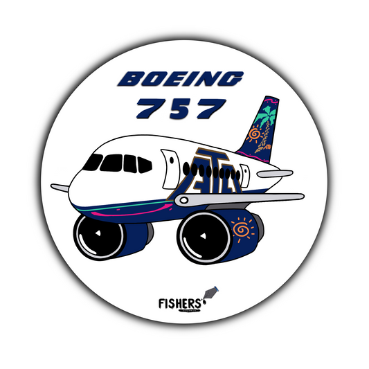ATA Airlines 757 "Palm Tree" 3" Circular Cartoon Airline Sticker!