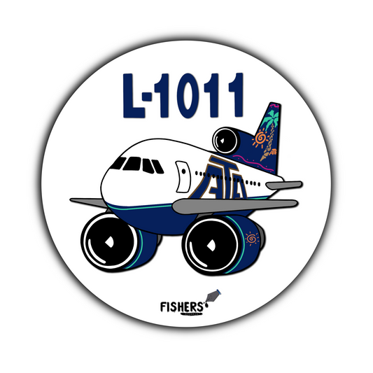 ATA Airlines L-1011 3" Circular Cartoon Arline Sticker!