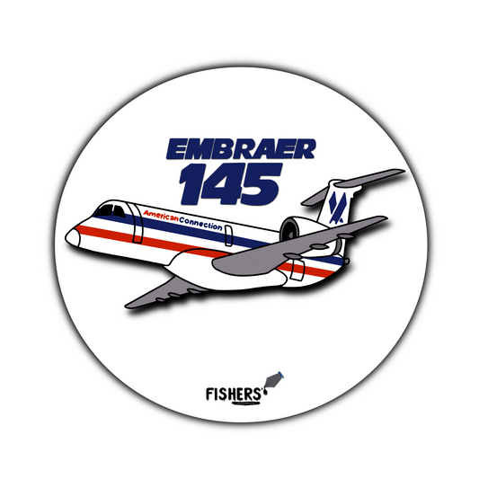 American Connection ERJ-145 3" Circular Cartoon Airline Stickers!