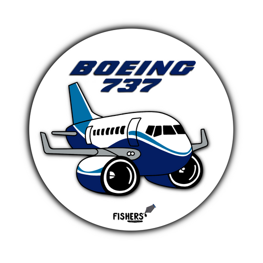 Boeing 737 3" Circular Cartoon Airline Sticker!