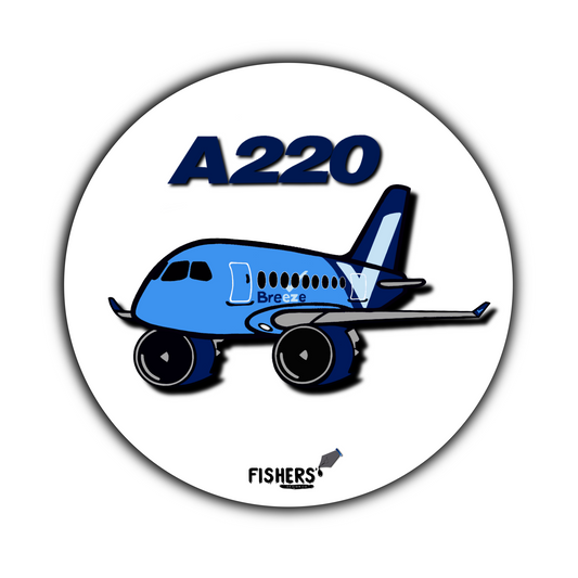 Breeze Airways A220 3" Circular Cartoon Airline Sticker!