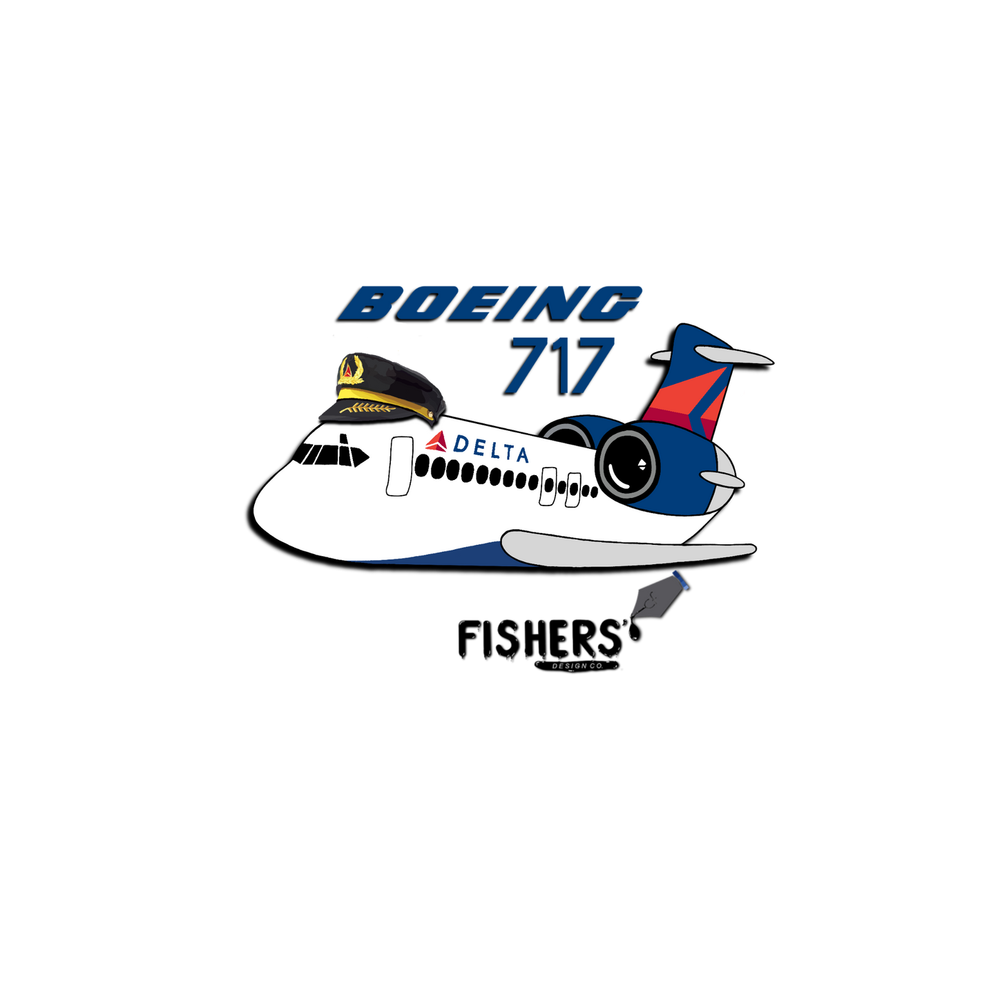 Delta Airlines 717 (with hat) Sticker