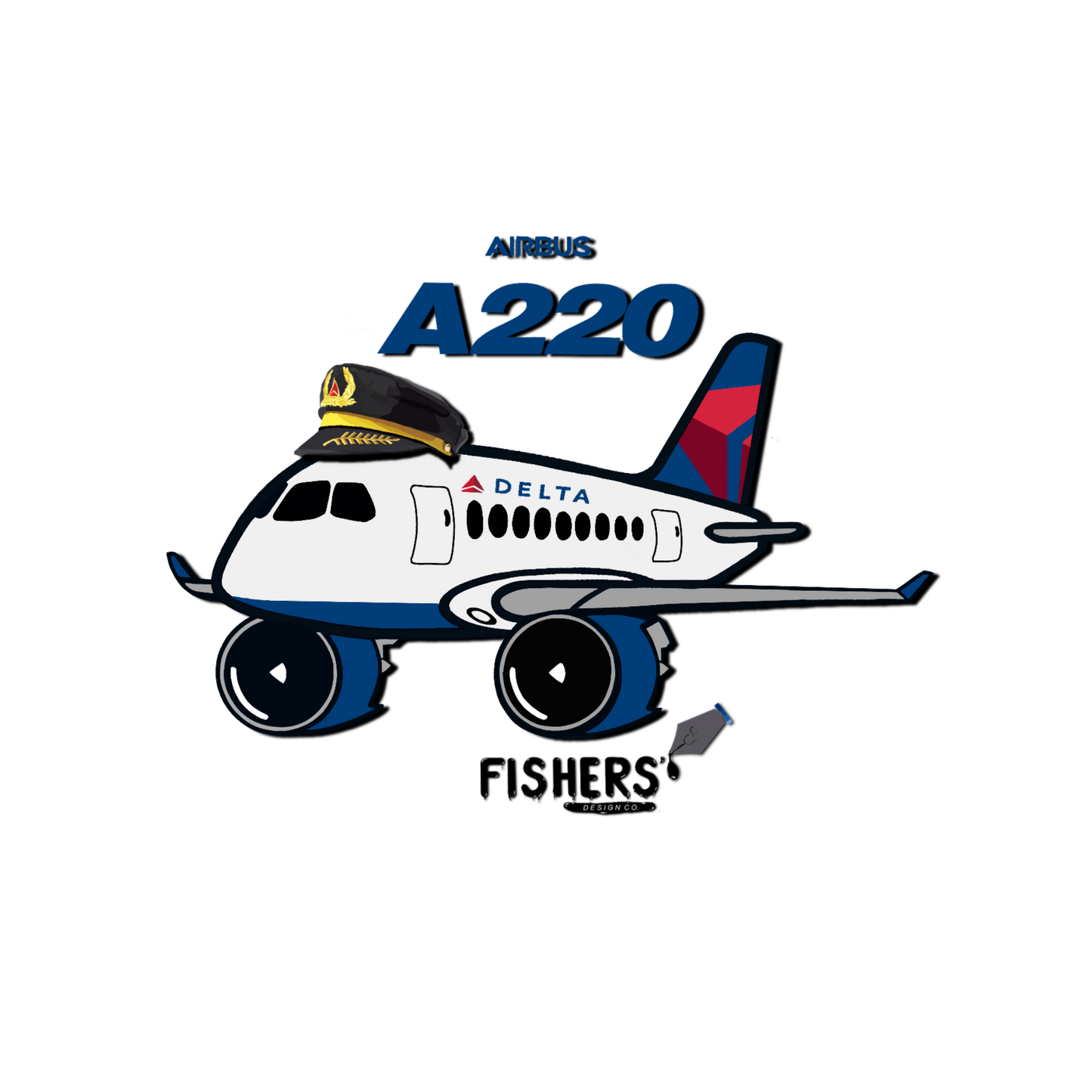 Delta Airlines A220 (with hat) Sticker