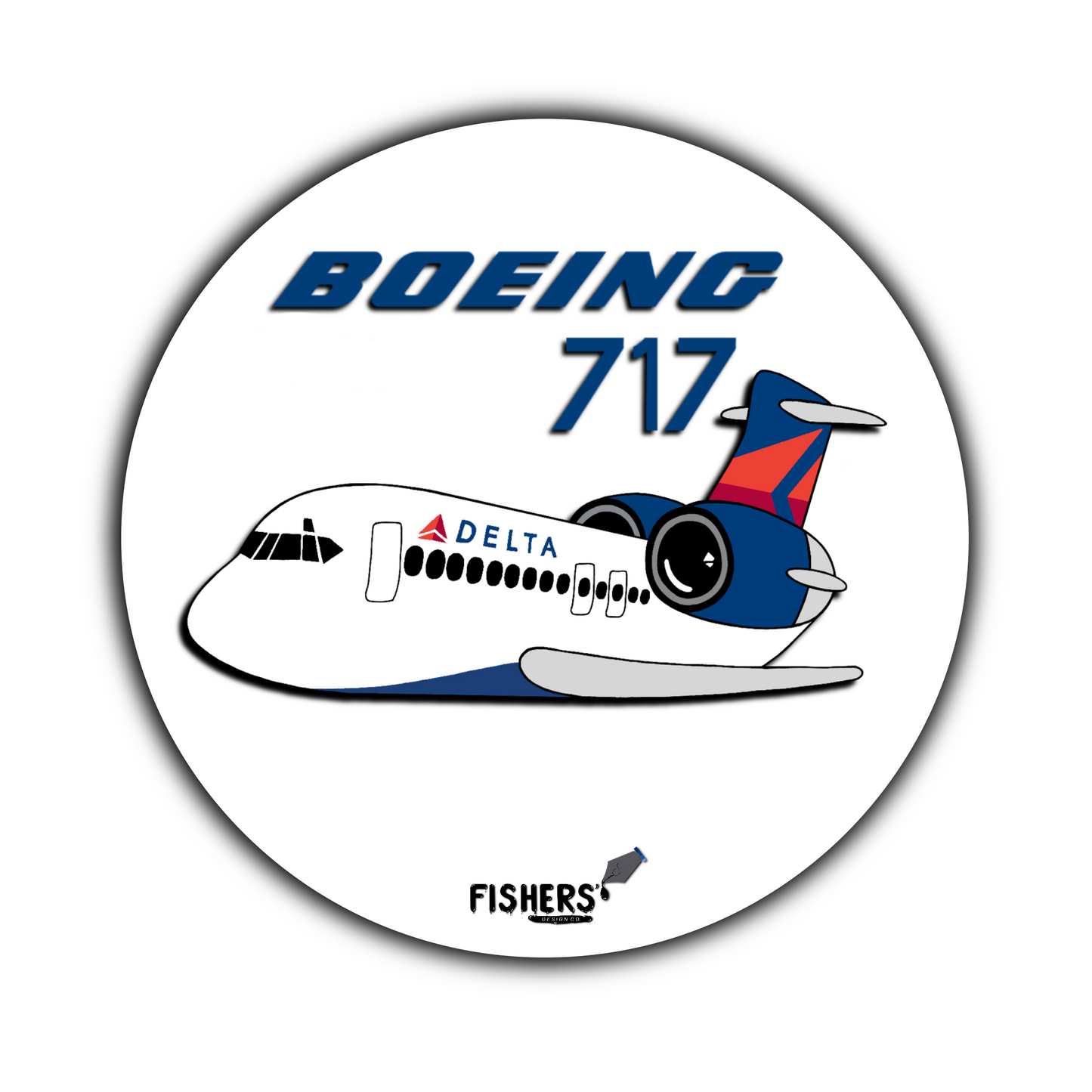 Delta Airlines 717 3" Circular Cartoon Airline Sticker!