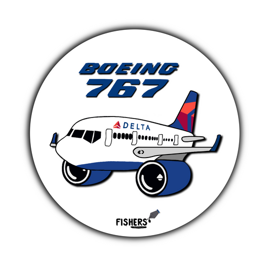 Delta Airlines 767 3" Circular Cartoon Airline Sticker!