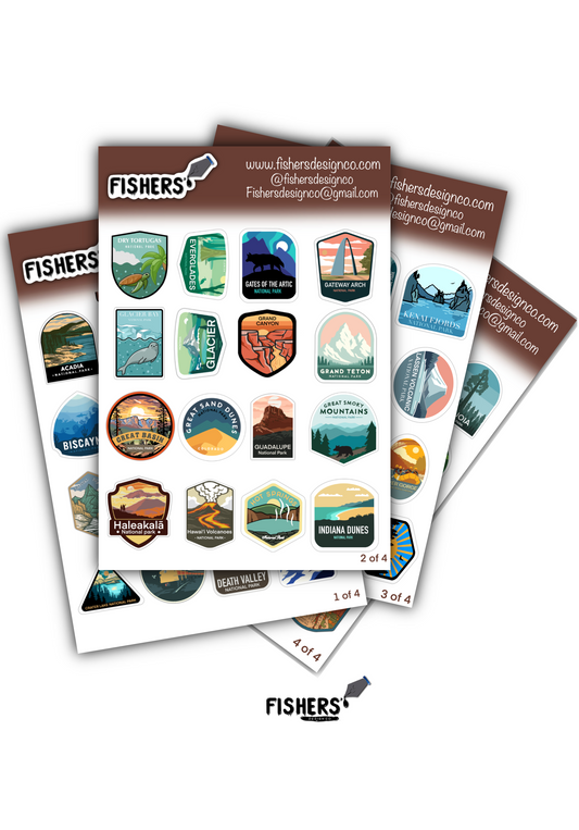 USA National Park Sticker Book! - 63 Stickers