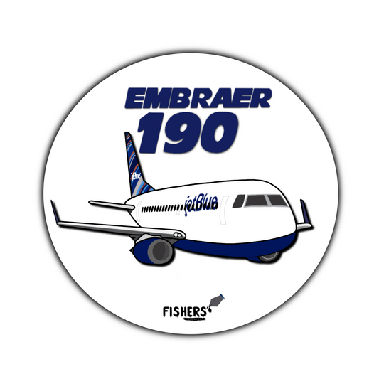 JetBlue Airways E-190 Circular Cartoon Airline Stickers!