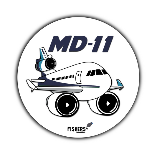 McDonnell Douglas MD-11 3" Circular Cartoon Airline Sticker!