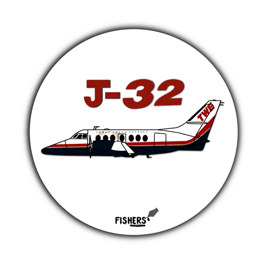 Trans World Express J-32 3" Circular Cartoon Airline Sticker!