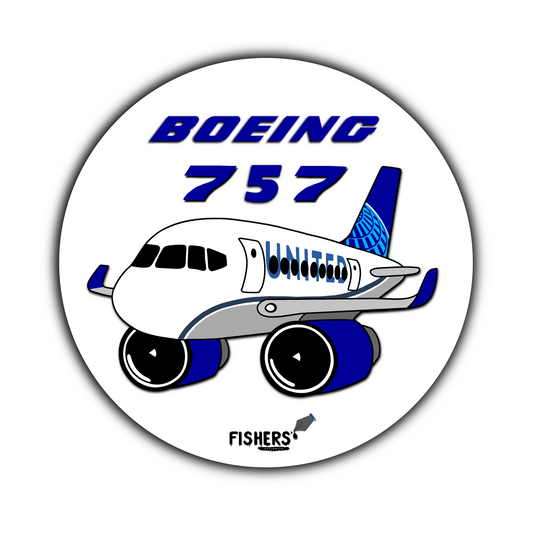 United Airlines 757 3" Circular Cartoon Airline Sticker!