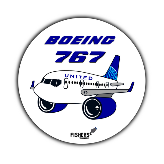 United Airlines 767 Circular Cartoon Airline Sticker!
